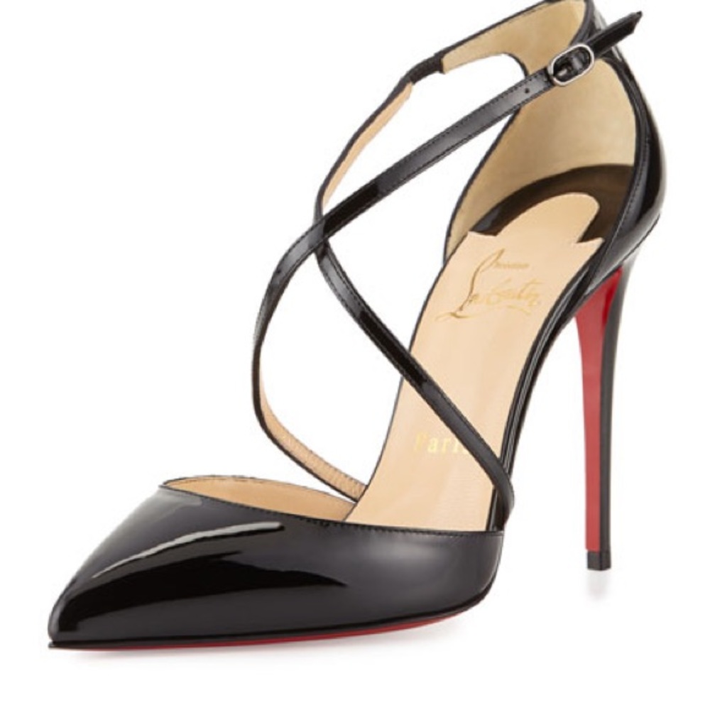CHRISTIAN LOUBOUTIN
Cross Blake 100mm Patent Red Sole Pump, Black